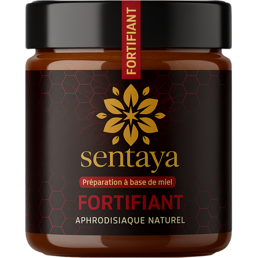 Miel aphrodisiaque naturel Sentaya Fortifiant – gelée royale, pollen, nigelle, pot 250g