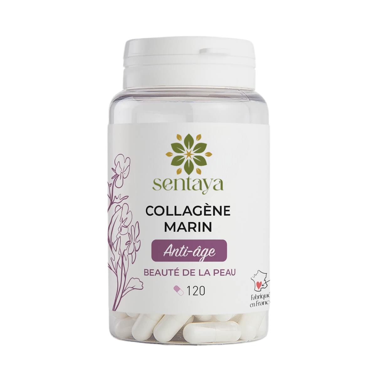 Collagène marin Sentaya – anti-âge, peau ferme et lumineuse, complément naturel, 120 gélules