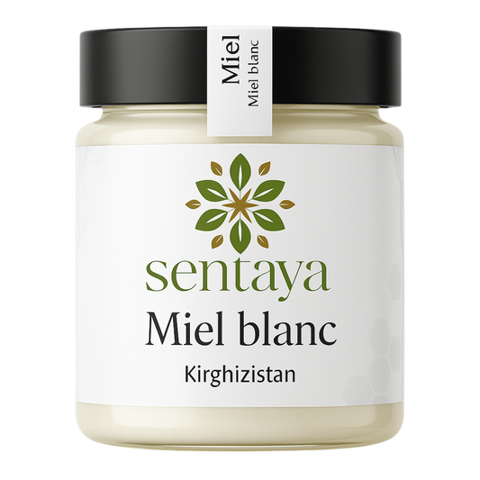 Pot de miel blanc pur du Kirghizistan 250g – Produit naturel Sentaya