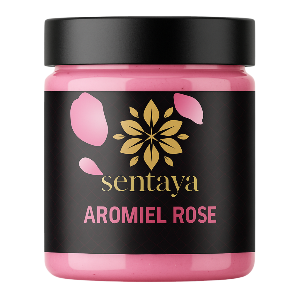 Pot de miel rose Sentaya 250g, texture fondante et naturelle, vu de face
