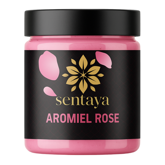 Pot de miel rose Sentaya 250g, texture fondante et naturelle, vu de face